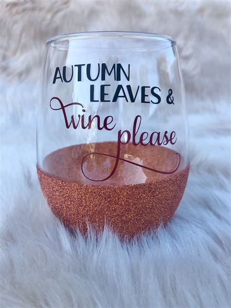 Fall Wine Glass Stemless Wine Glass Autumn Leaves Wine Etsy Uk