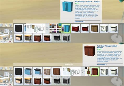 No Drop Harbinger And Tall Order Cabinets By Plasticbox At Mod The Sims