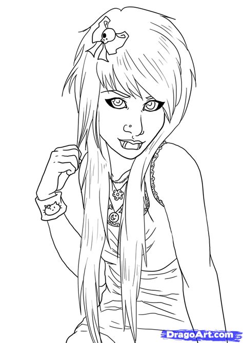 Emo Anime Coloring Pages At Getcolorings Com Free Printable Colorings