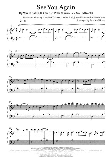 See you again piano sheet. See You Again From Furious 7 By Wiz Khalifa Piano Easy To ...