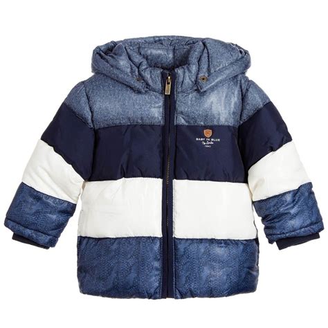 Baby Boys Stripy Blue Padded Jacket With Hood Boys Clothes Style