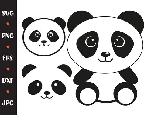 Panda Bear Svg Cute Panda Digital Files Svg Panda Mask Design Etsy