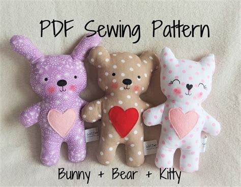 teddy bear kitty bunny soft toy pdf sewing pattern and etsy brasil diy teddy bear white teddy