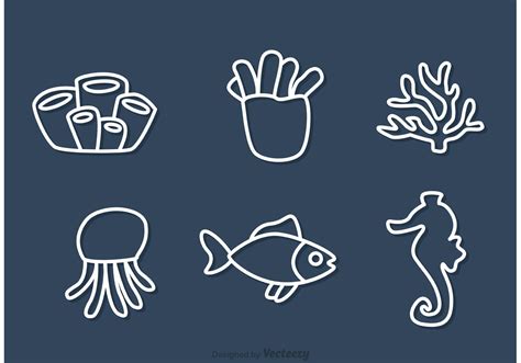 Download Outline Coral Reef And Fish Vectors 86018 Vector Art at Vecteezy