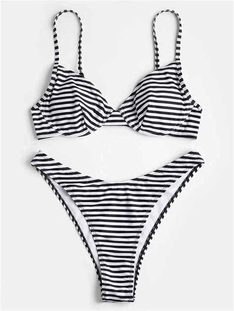 2018 sexy bikinis underwired high leg striped women bikini set swimsuit swimming suits bathing