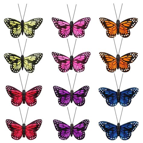 Butterfly Wall Decor 12pcs Feather Butterfly Decorations Multi Colored