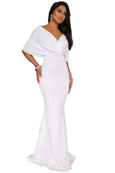 Sexy White Off The Shoulder Mermaid Maxi Dress Sexy Affordable Clothing