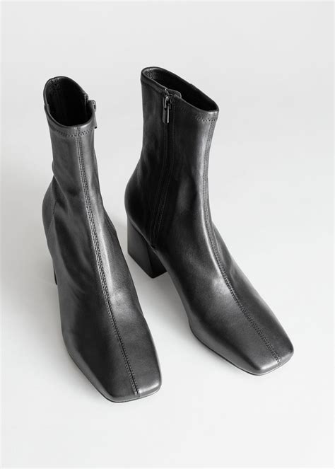 And Other Stories Square Toe Leather Boots