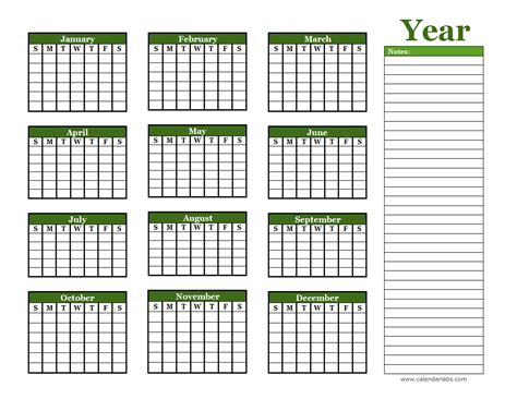 Year Blank Calendar Customize And Print