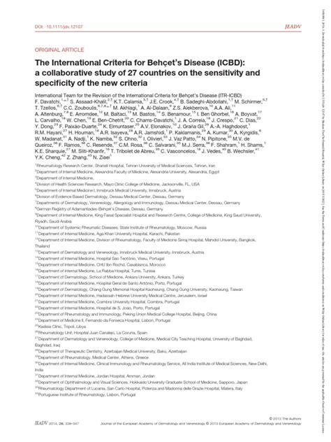 7 0 Icbd 2014 The International Criteria For Behçets Disease Pdf