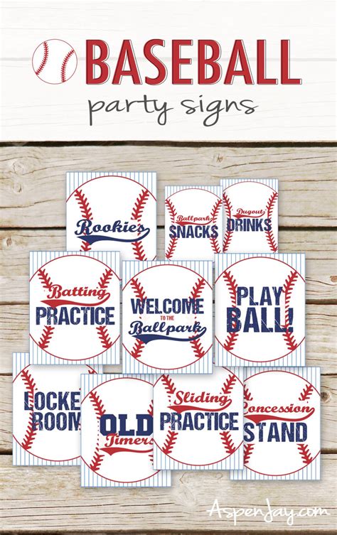 Baseball Party Table Signs Instant Download 10 Signs Baseball Birthday