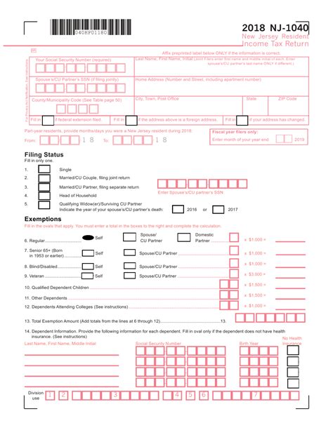 Printable Nj Tax Form 1040 Printable Form 2024