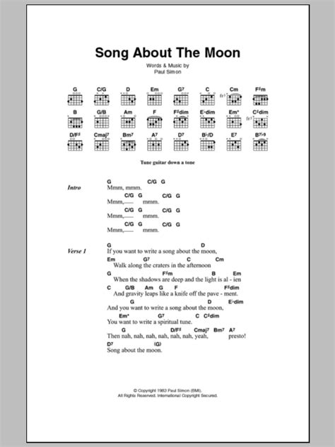 Song About The Moon By Paul Simon Guitar Chords Lyrics Guitar