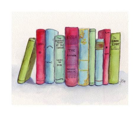Books Watercolor Painting Print Stack Of Books Literature Etsy In