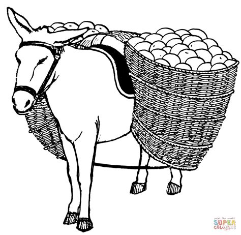 I tried and eventually was able to get the camel stalking past when i snapped this pic. Donkey with Pannier coloring page | Free Printable ...