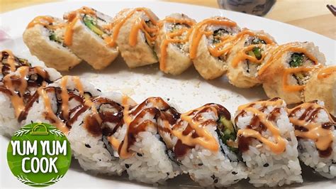 Lim fried chicken, also known as lfc, has outlets all over selangor, as well as one in ss2. Deep Fried Chicken Sushi Roll | YumYumCook | Chicken sushi ...