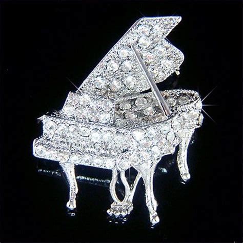 Swarovski Crystal Music Baby Grand Piano Musical Instrument Pin Brooch