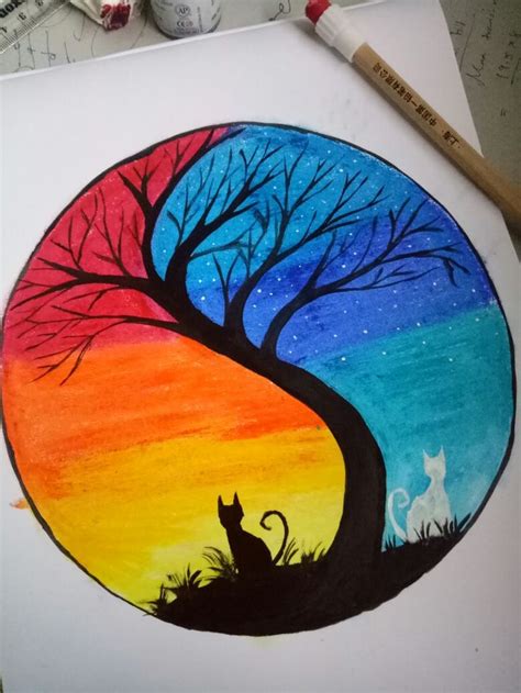Day and night 🌃 nature life Oilpastels drawing for beginners | Oil
