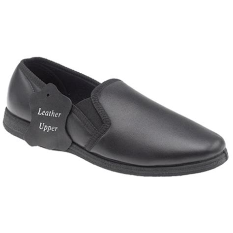 Sleepers Mens Hadley Black Leather Slippers Ms414ax