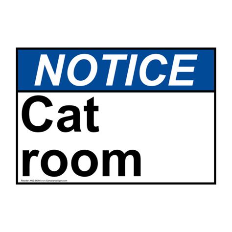 Notice Sign Cat Room Ansi Room Name