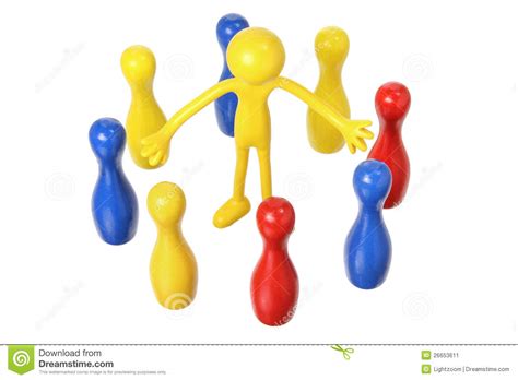 Miniature Figure With Bowling Pins Stock Image Image