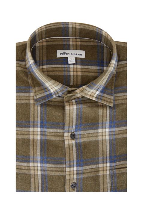 Peter Millar Olive Plaid Flannel Sport Shirt Mitchell Stores