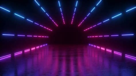 3d Rendering Abstract Neon Background Pink Blue Glowing Lines Rays