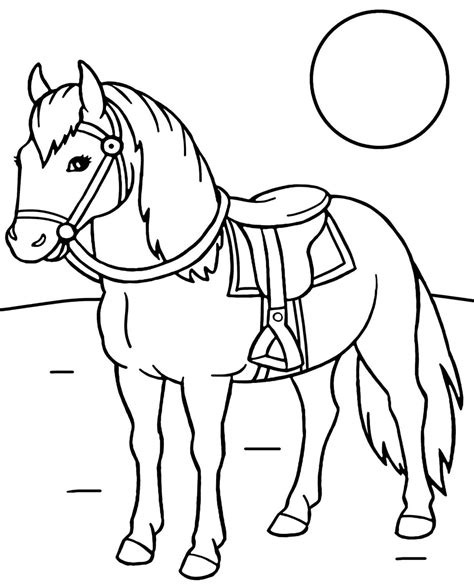 Horse Under The Sun Coloring Page To Print And Download