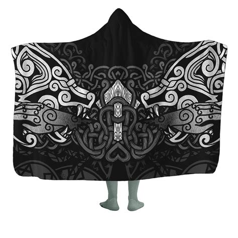 Hooded Blankets Lunafide Vikings Viking Warrior Tyr Milk Silk Native Indian Hooded