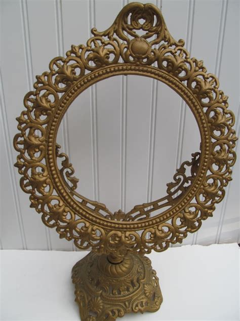 antique gilt brass pedestal frame vanity mirror by mumscottage