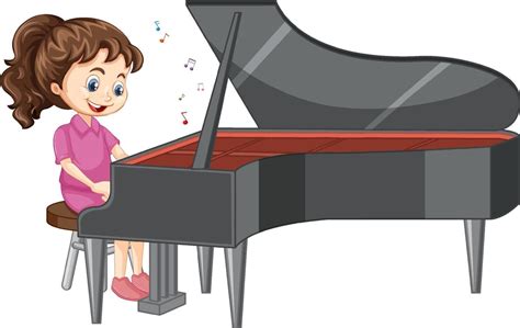 A Girl Cartoon Character Playing Piano 2145657 Vector Art At Vecteezy