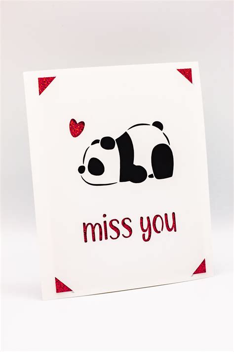 Panda Miss You Template Svg Miss You Card Svg Miss You Etsy