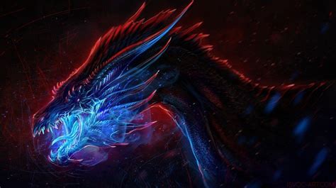 Beautiful Fantasy Blue Flames Dragon Art By Isvoc In 2019 Fantasy