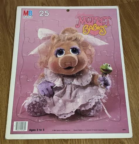 Vintage 1984 Muppet Babies Miss Piggy Frame Tray Puzzle Jim Henson 25