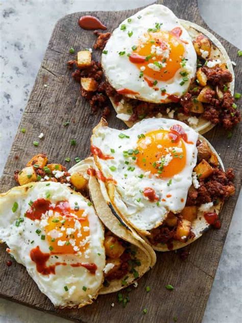 Chorizo And Fried Egg Breakfast Tacos Spoon Fork Bacon