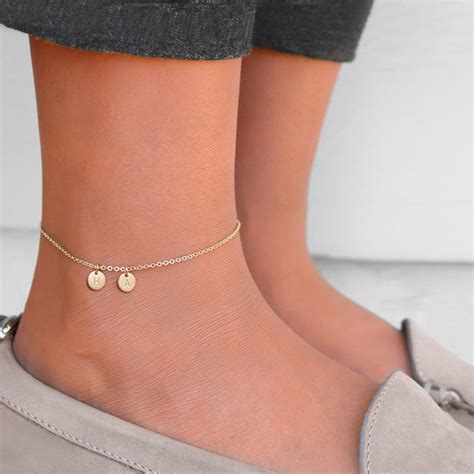 Disc Anklet Customized Initial Anklet Dainty Anklet Ankle Etsy