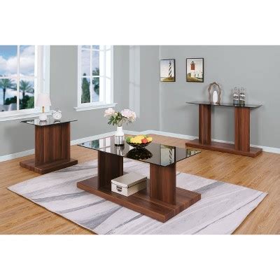 Pc Montreaux Coffee And End Table Set With Black Tempered Glass Top