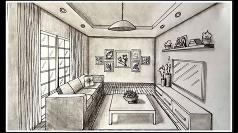 Draw a block in 3 point perspective. Drawing A Living Room In One Point Perspective drawing a ...