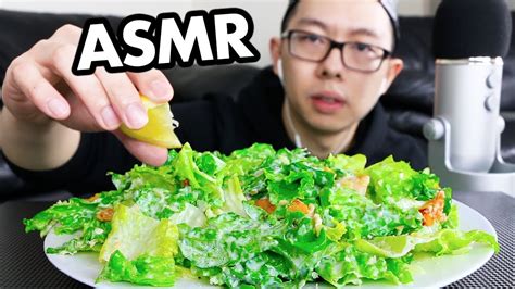 Asmr Chicken Caesar Salad Mukbang Intense Crunchy Eating Sounds No