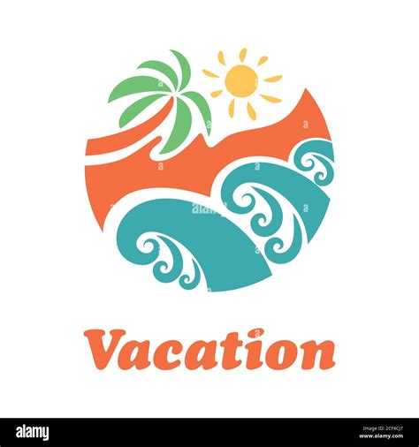 Summer Travel Vacation Logo Concept In Circle Shape Sea Resort Waves