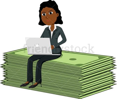 Black Woman Atop An Abnormally Large Bill Strap Vector Friendlystock