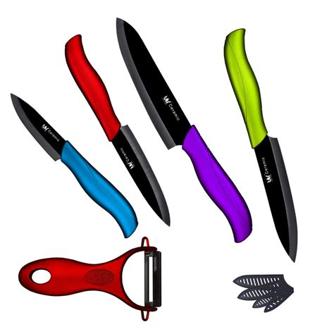 Xyj Brand Multi Color Ceramic Knives With Red Peeler Kitchen Knives