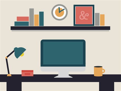 Flat Office Desk for Designers Sketch freebie - Download ...