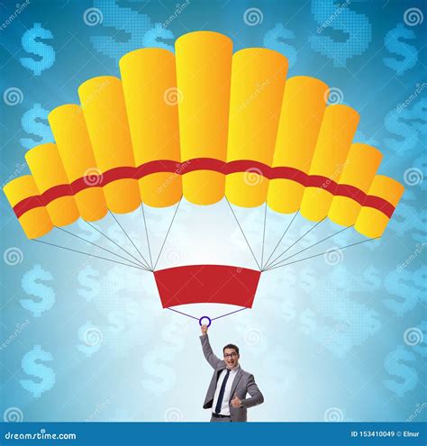 Businessman In Golden Parachute Concept Stock Illustration