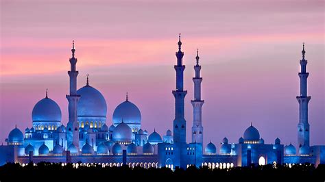 Wallpaper Sheikh Zayed Mosque Abu Dhabi Sky Sunset 4k Architecture