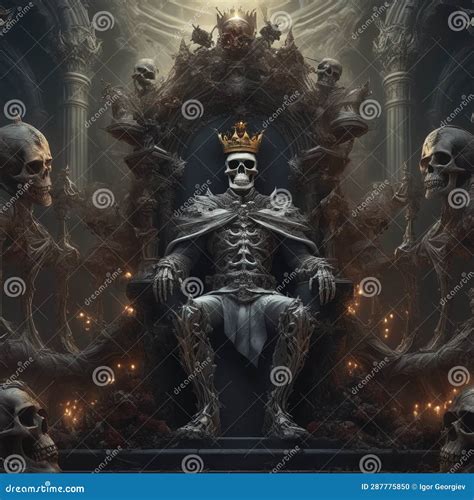 Skull Demon King Above A Pile Of Corpses Fantasy Intricate Elegant