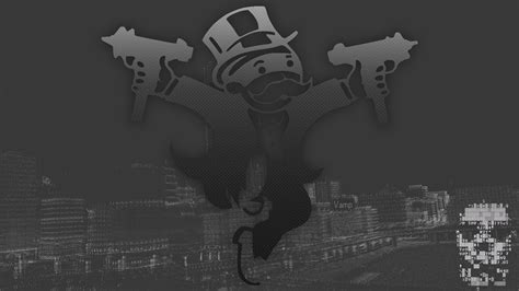 Wallpaper Illustration Gun Dedsec Hacking Monopoly Sketch Black