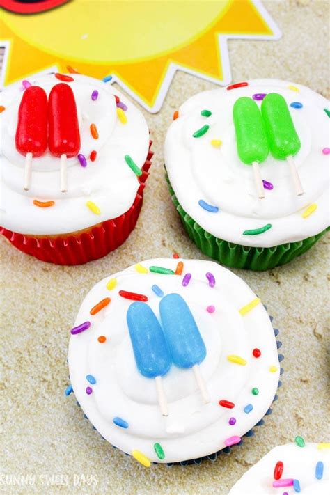 Beach Themed Party Mini Popsicle Cupcakes Summer Cupcake Recipe