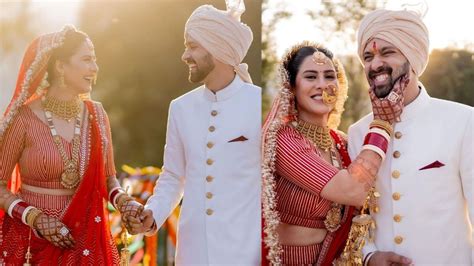 Vikrant Massey Sheetal Thakur Pose As Bride And Groom In First Official Marriage Ceremony Pics