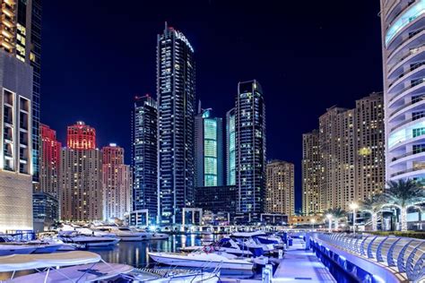 Premium Photo Dubai Marina At Night